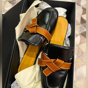 Loewe Leather Gate Flat Mules